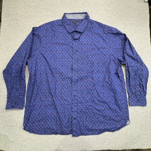 Twenty Eight Degrees Mens Size 3XLT Blue Paisley Button Up Shirt Cotton - Picture 1 of 11